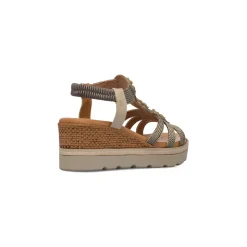 Sandali Zeppe Argento da Donna con fiori decorativi sulla tomaia e tacco 6 cm Lora Ferres