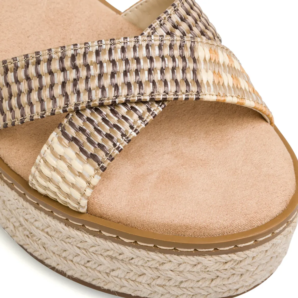 Sandali Zeppe beige da Donna con cinturino alla caviglia e tacco 7 cm Lora Ferres