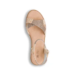 Sandali Zeppe beige da Donna con cinturino alla caviglia e tacco 7 cm Lora Ferres