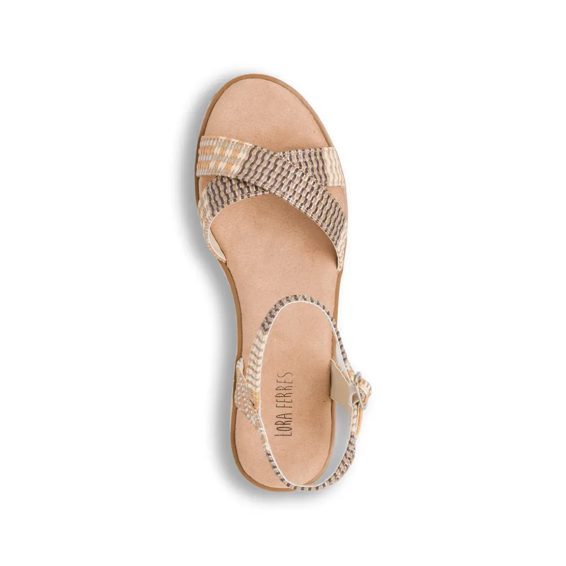 Sandali Zeppe beige da Donna con cinturino alla caviglia e tacco 7 cm Lora Ferres