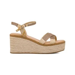 Sandali Zeppe beige da Donna con cinturino alla caviglia e tacco 7 cm Lora Ferres