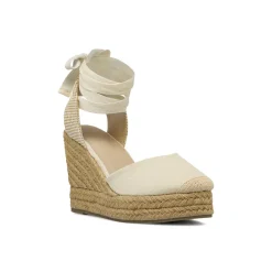Sandali Zeppe beige da Donna con lacci alla caviglia Lora Ferres