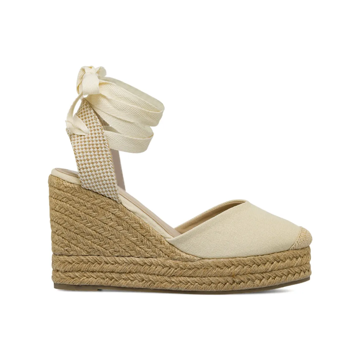 Sandali Zeppe beige da Donna con lacci alla caviglia Lora Ferres