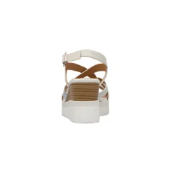 Sandali Zeppe 8,5 cm bianche da Donna comfort in tessuto con cinturino alla caviglia P Soft