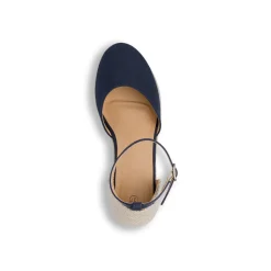 Sandali Zeppe 8,5 cm Blu da Donna in tessuto con cinturino Lora Ferres