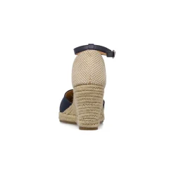 Sandali Zeppe 8,5 cm Blu da Donna in tessuto con cinturino Lora Ferres