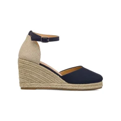Sandali Zeppe 8,5 cm Blu da Donna in tessuto con cinturino Lora Ferres