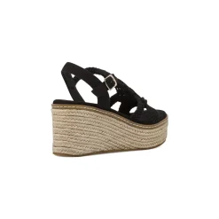 Sandali Zeppe 10 cm Neri Donna con fasce intrecciate Lora Ferres