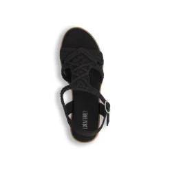 Sandali Zeppe 10 cm Neri Donna con fasce intrecciate Lora Ferres