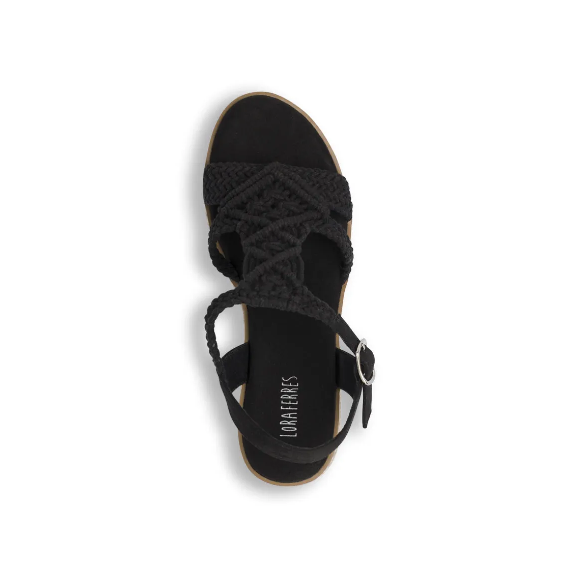 Sandali Zeppe 10 cm Neri Donna con fasce intrecciate Lora Ferres