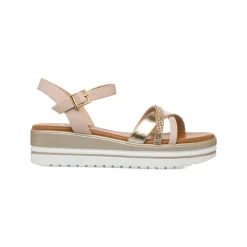 Sandali Zeppe Comfort Beige da Donna con strass P Soft