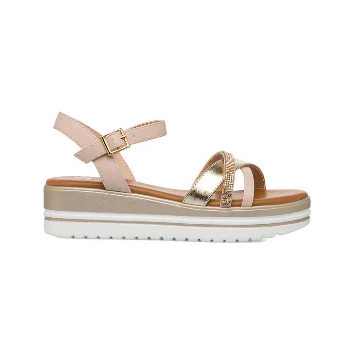 Sandali Zeppe Comfort Beige da Donna con strass P Soft
