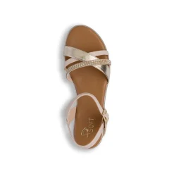 Sandali Zeppe Comfort Beige da Donna con strass P Soft