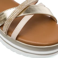 Sandali Zeppe Comfort Beige da Donna con strass P Soft