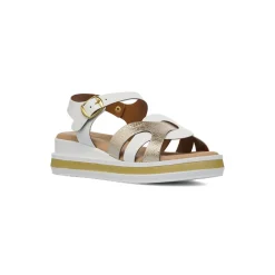 Sandali Zeppe Comfort Bianchi da Donna con inserto argentato P Soft