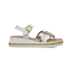 Sandali Zeppe Comfort Bianchi da Donna con inserto argentato P Soft
