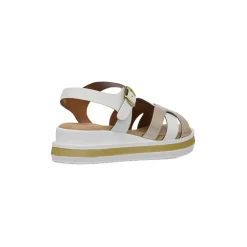 Sandali Zeppe Comfort Bianchi da Donna con inserto argentato P Soft
