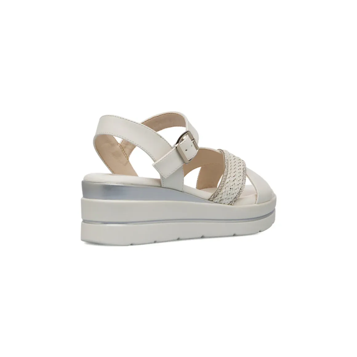 Sandali Zeppe comfort bianchi da Donna con dettaglio intrecciato P Soft