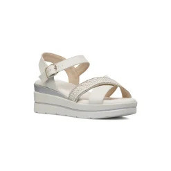 Sandali Zeppe comfort bianchi da Donna con dettaglio intrecciato P Soft