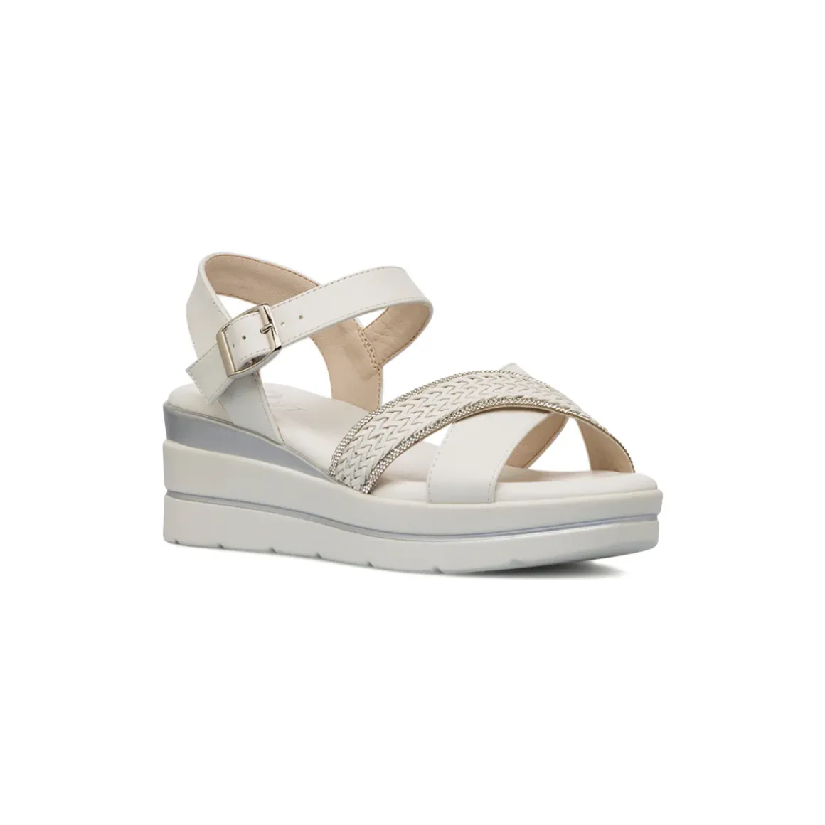 Sandali Zeppe comfort bianchi da Donna con dettaglio intrecciato P Soft