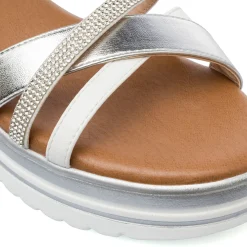 Sandali Zeppe Comfort Bianchi Argento da Donna con zeppa P Soft