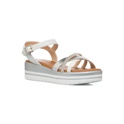 Sandali Zeppe Comfort Bianchi Argento da Donna con zeppa P Soft