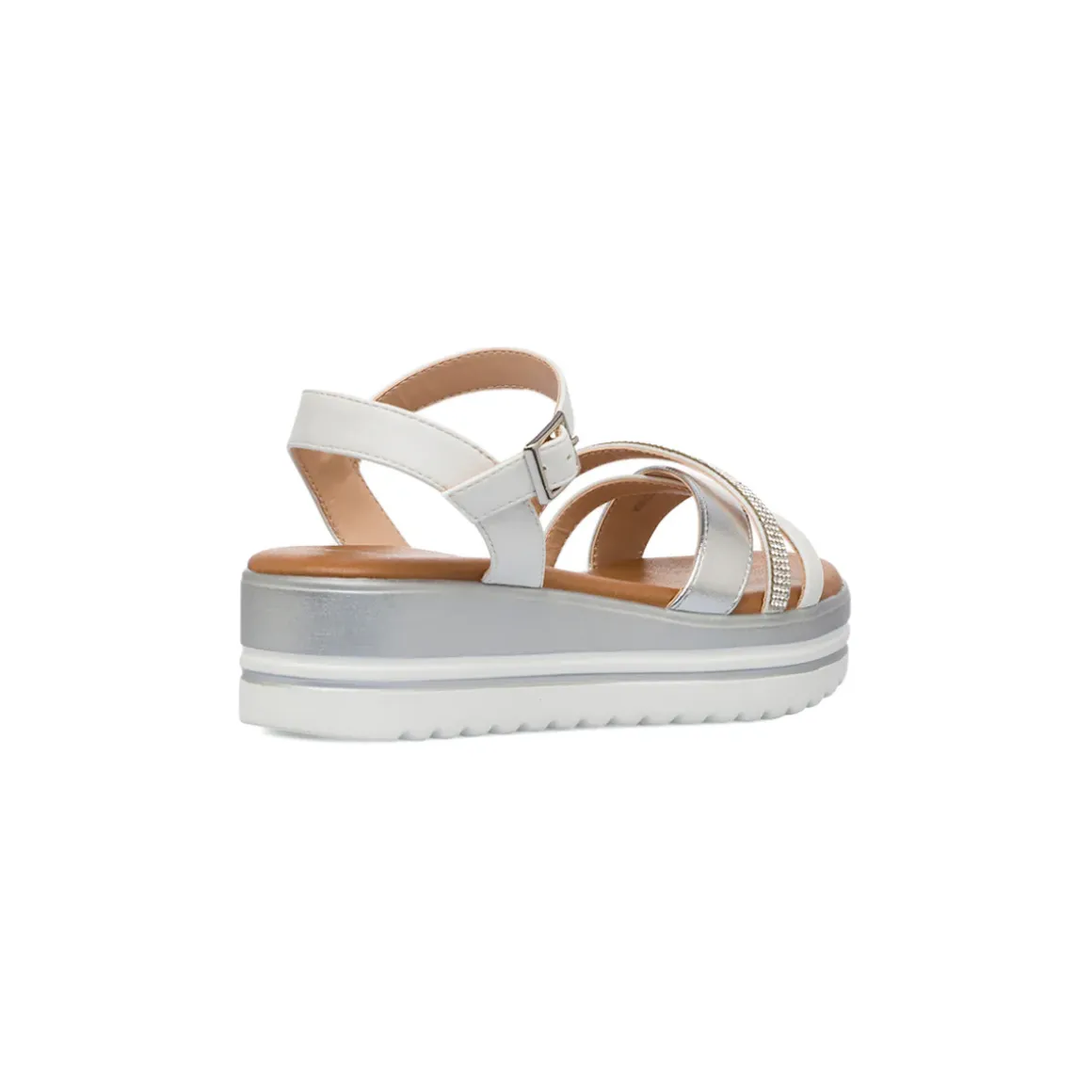 Sandali Zeppe Comfort Bianchi Argento da Donna con zeppa P Soft