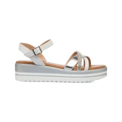 Sandali Zeppe Comfort Bianchi Argento da Donna con zeppa P Soft