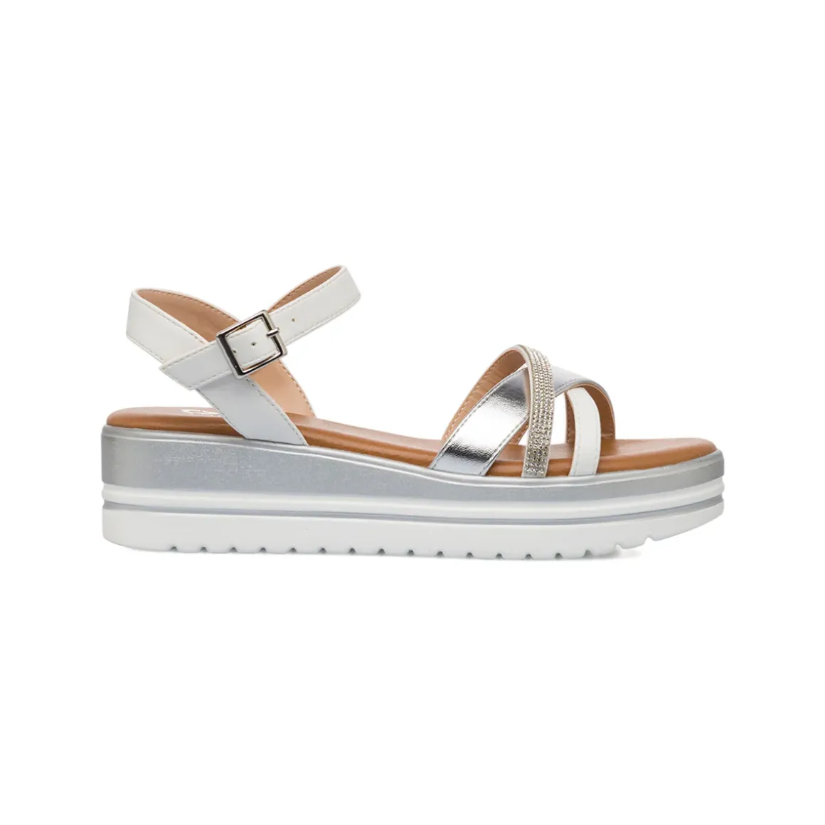 Sandali Zeppe Comfort Bianchi Argento da Donna con zeppa P Soft