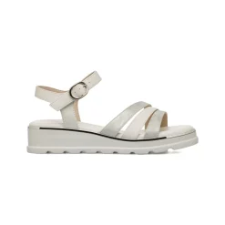 Sandali Zeppe Comfort Bianchi da Donna con cinturino regolabile P Soft