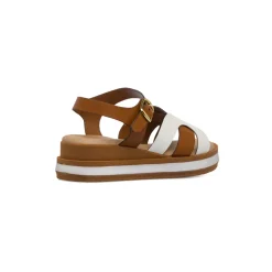 Sandali Zeppe Comfort Cuoio da Donna con motivo incrociato P Soft