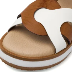 Sandali Zeppe Comfort Cuoio da Donna con motivo incrociato P Soft