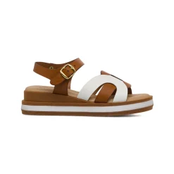 Sandali Zeppe Comfort Cuoio da Donna con motivo incrociato P Soft