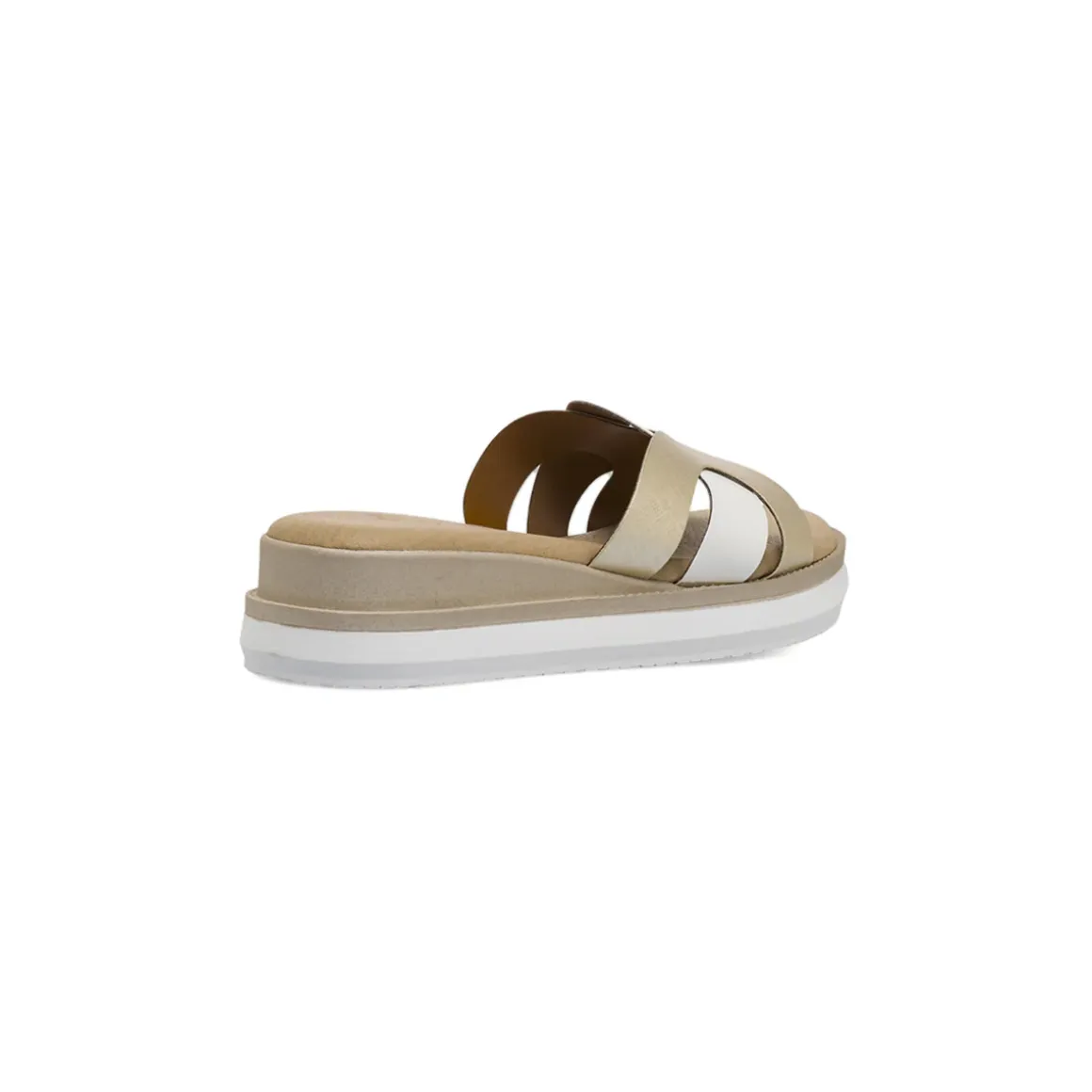 Sandali zeppe comfort da Donna bicolore bianco e oro P Soft