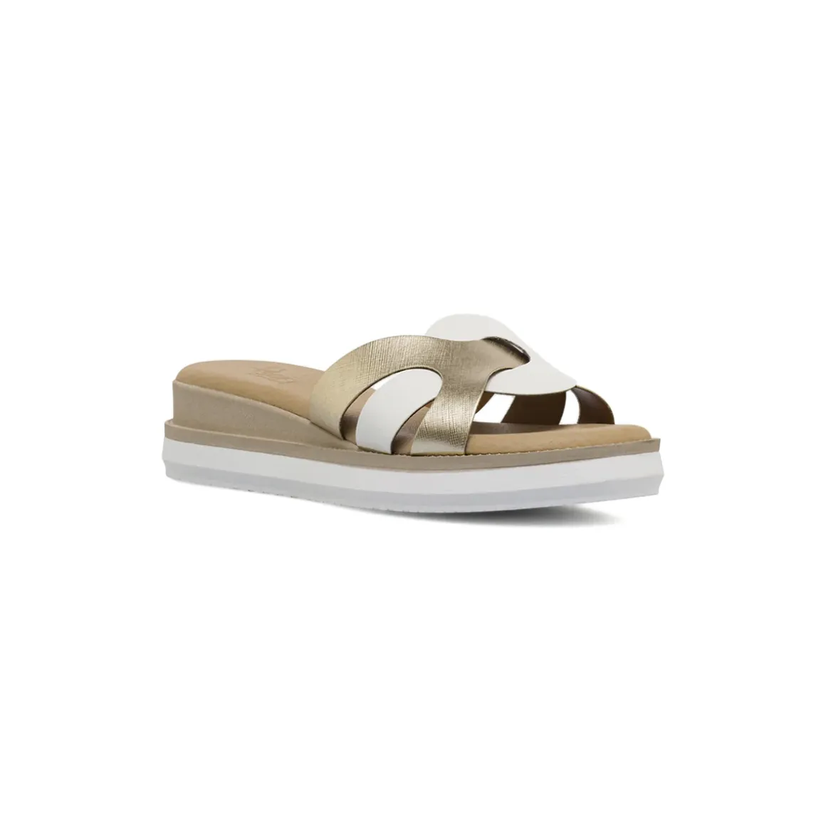 Sandali zeppe comfort da Donna bicolore bianco e oro P Soft