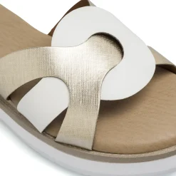 Sandali zeppe comfort da Donna bicolore bianco e oro P Soft
