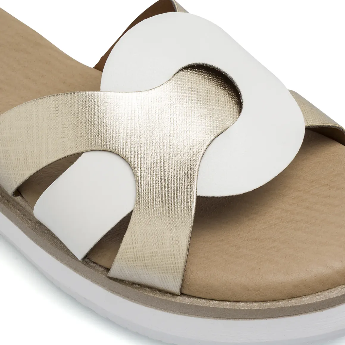 Sandali zeppe comfort da Donna bicolore bianco e oro P Soft