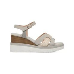 Sandali Zeppe Comfort Grigi da Donna con Plateau e Tacco 7 cm P Soft