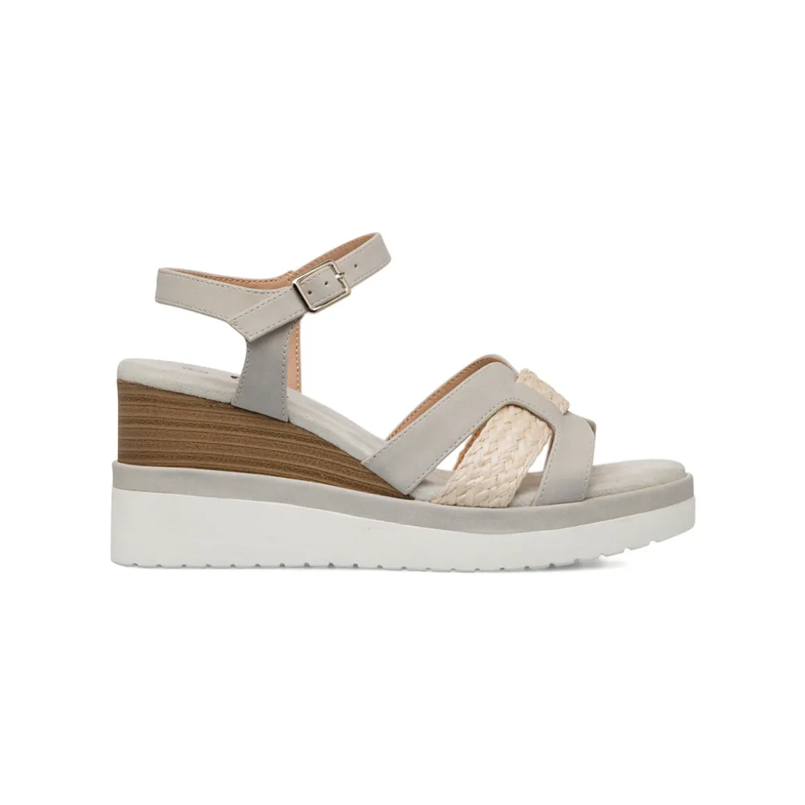 Sandali Zeppe Comfort Grigi da Donna con Plateau e Tacco 7 cm P Soft