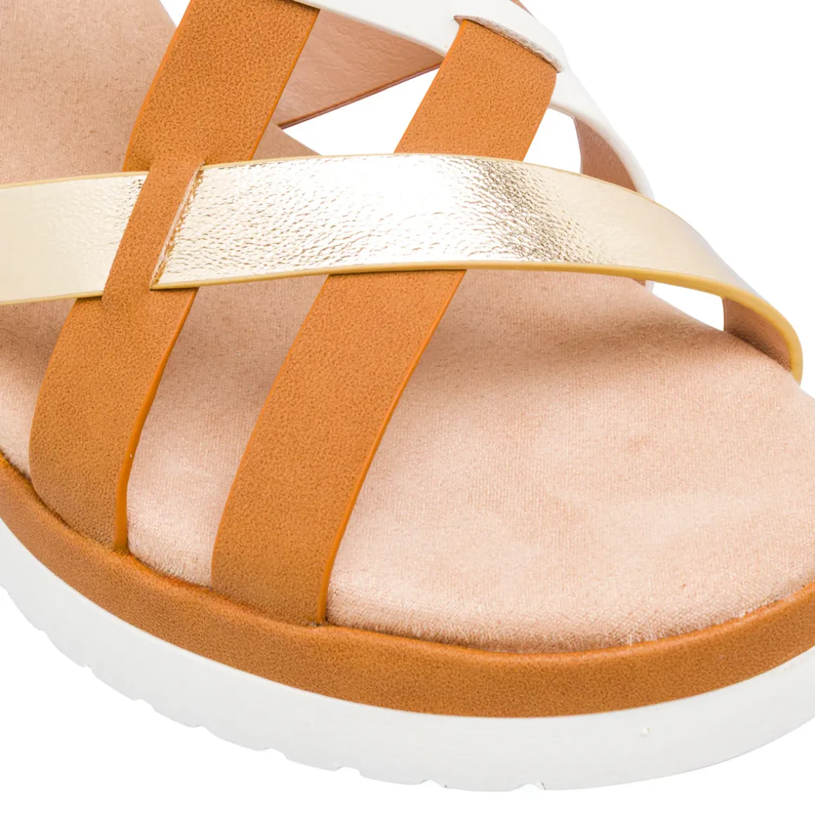 Sandali Zeppe comfort marroni da Donna con motivo incrociato P Soft