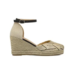 Sandali Zeppe espadrillas nere e beige da Donna Lora Ferres