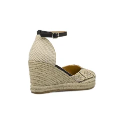 Sandali Zeppe espadrillas nere e beige da Donna Lora Ferres