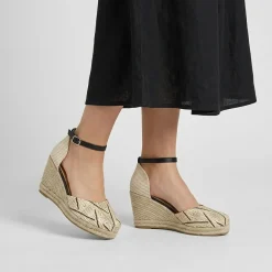 Sandali Zeppe espadrillas nere e beige da Donna Lora Ferres