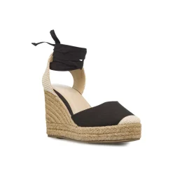 Sandali Zeppe nere da Donna stile espadrillas con lacci Lora Ferres