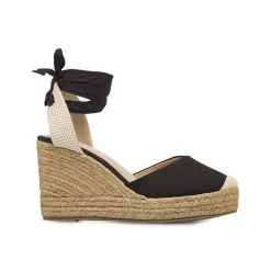 Sandali Zeppe nere da Donna stile espadrillas con lacci Lora Ferres