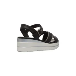 Sandali Zeppe Neri Comfort da Donna con motivo Intreccio P Soft
