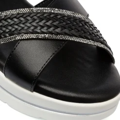 Sandali Zeppe Neri Comfort da Donna con motivo Intreccio P Soft