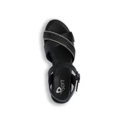Sandali Zeppe Neri Comfort da Donna con motivo Intreccio P Soft