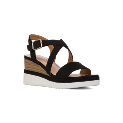 Sandali Zeppe Neri da Donna con Suola comoda e Tacco 7 cm P Soft