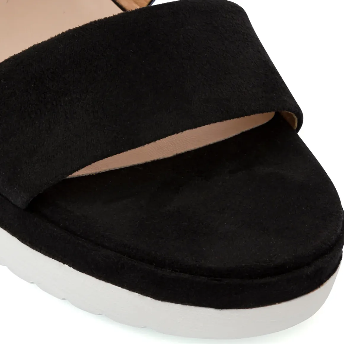 Sandali Zeppe Neri da Donna con Suola comoda e Tacco 7 cm P Soft